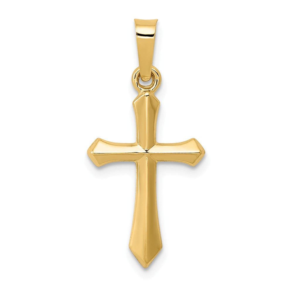 14k Yellow Gold Hollow 2D Passion Cross Pendant, 12 x 26mm, Item P27632-26 by The Black Bow Jewelry Co.