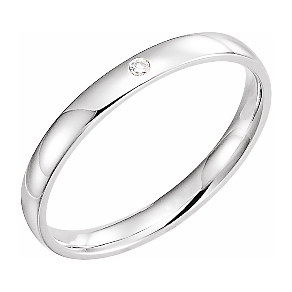 2.5mm 14k White Gold .02 CT Diamond Half Round Comfort Fit Band, Item R11306 by The Black Bow Jewelry Co.