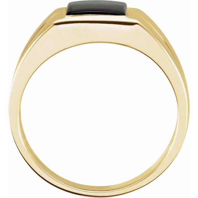 Alternate view of the 14K Yellow Gold Square Top Tapered Ring with Black Onyx by The Black Bow Jewelry Co.