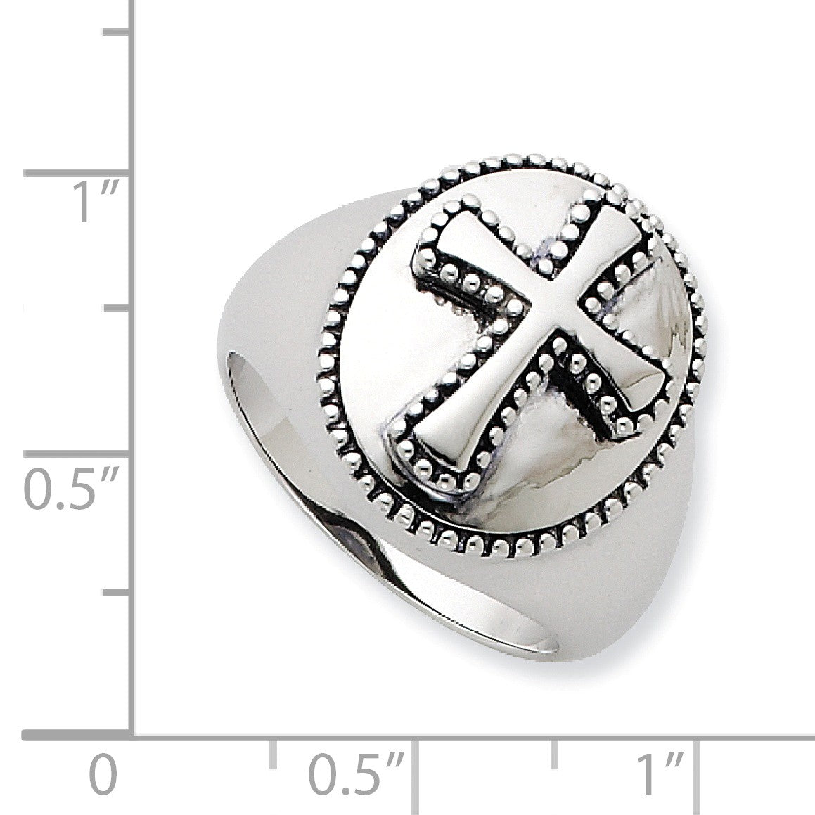 Alternate view of the Boldness, Milgrain Cross Ring in Silver by The Black Bow Jewelry Co.