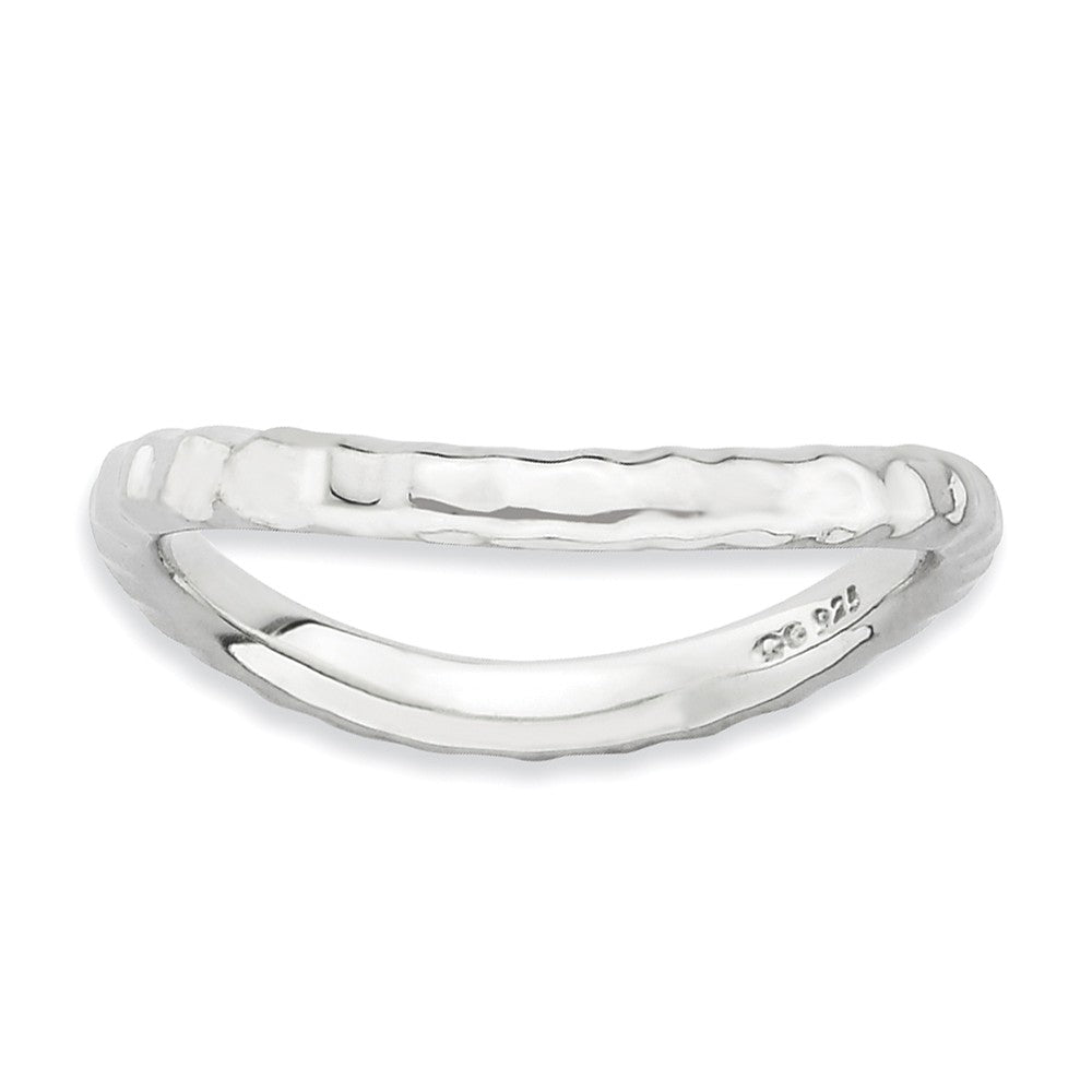 2.25mm Stackable Sterling Silver Curved Hammered Band, Item R9158 by The Black Bow Jewelry Co.
