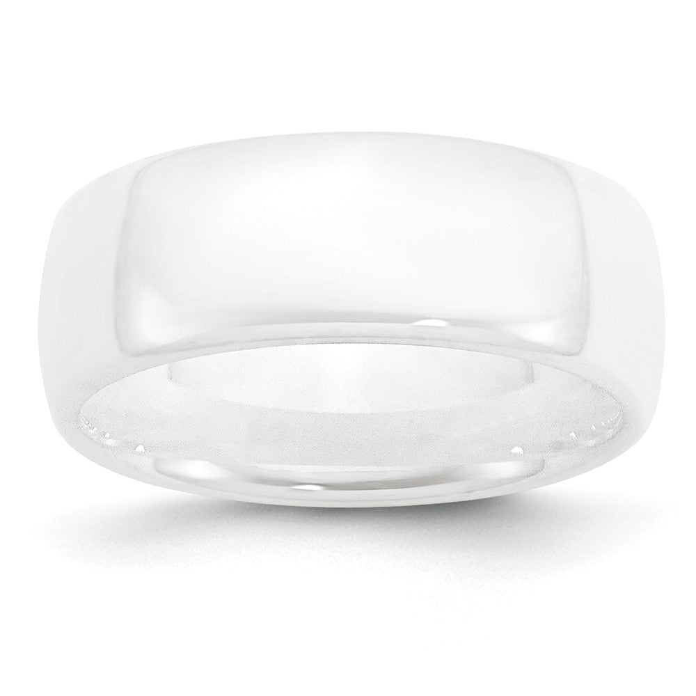 White Ceramic, 8mm Polished Domed Comfort Fit Band, Item R9857 by The Black Bow Jewelry Co.