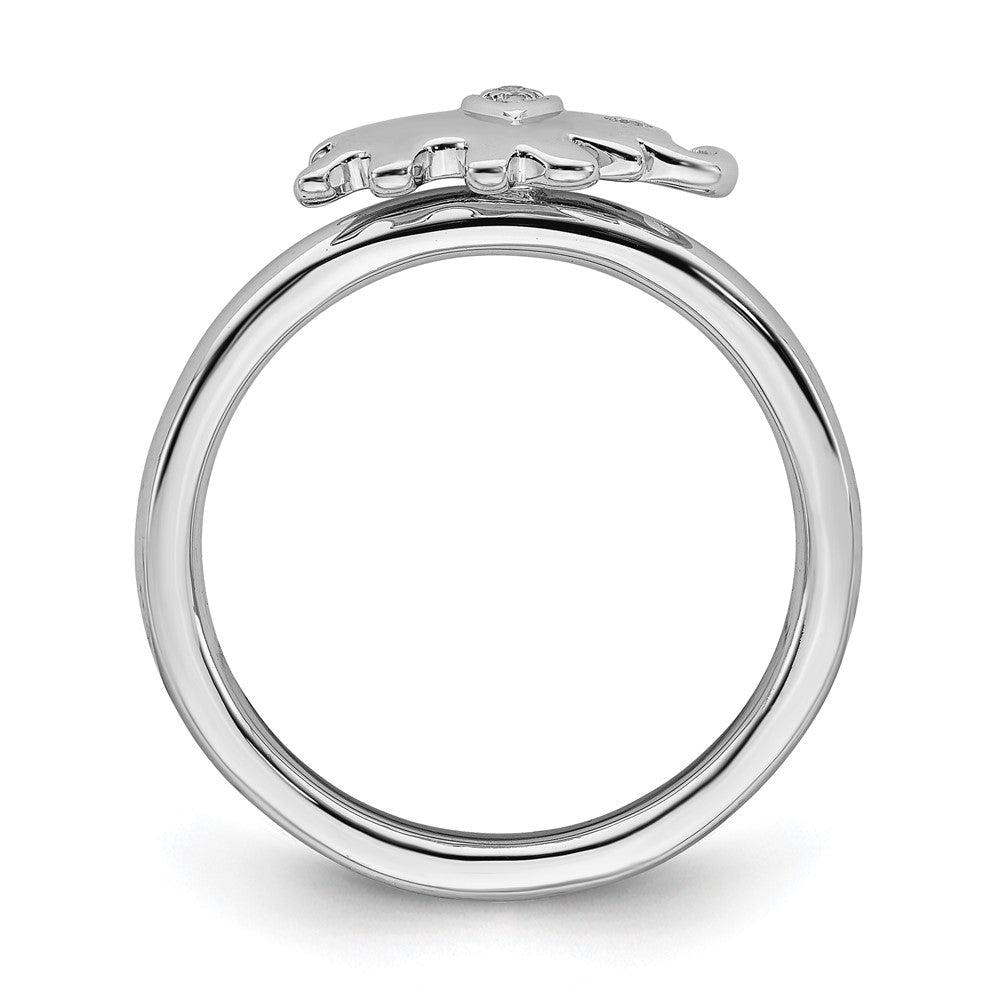 Alternate view of the Rhodium Plated Sterling Silver &amp; Diamond Stackable Elephant Ring by The Black Bow Jewelry Co.