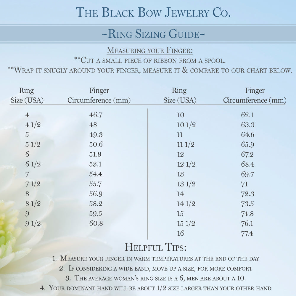 The Black Bow Jewelry Company Ring Sizing Guide