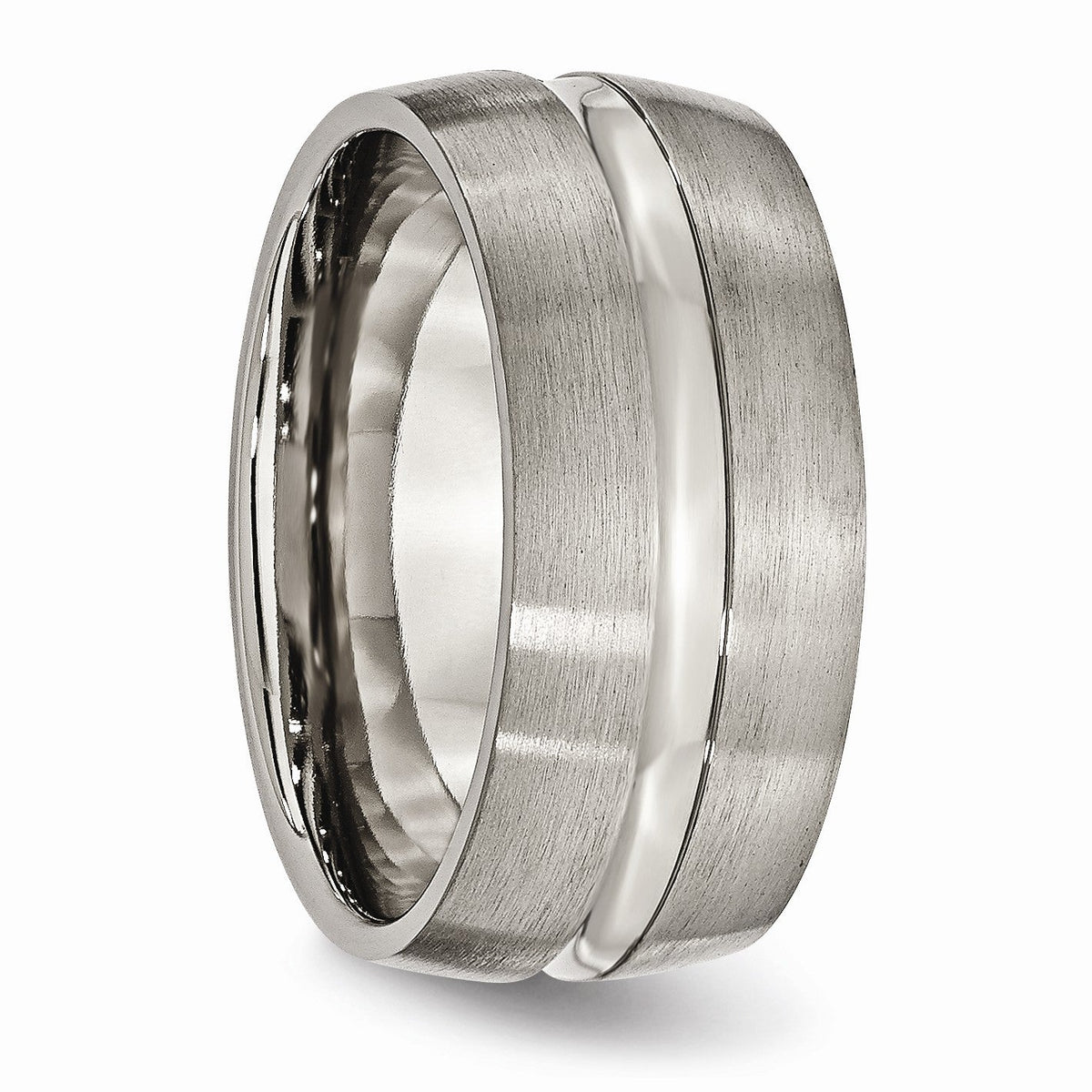 Alternate view of the Titanium, 10mm Center Grooved Band by The Black Bow Jewelry Co.