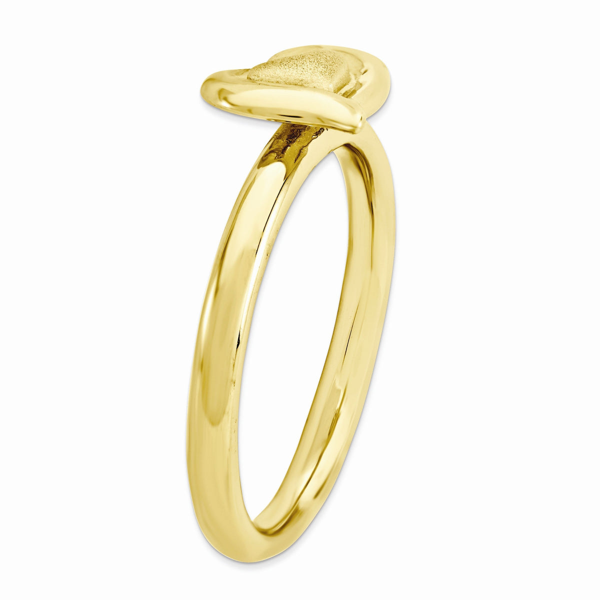 Alternate view of the Yellow Gold Tone Plated Sterling Silver Stackable 9mm Heart Ring by The Black Bow Jewelry Co.