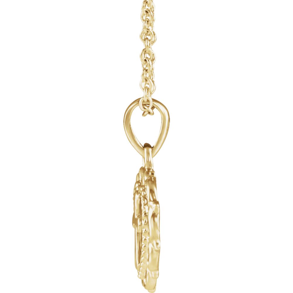 Alternate view of the Youth 14k Yellow Gold Scalloped Heart with Cross Necklace, 16-18 Inch by The Black Bow Jewelry Co.