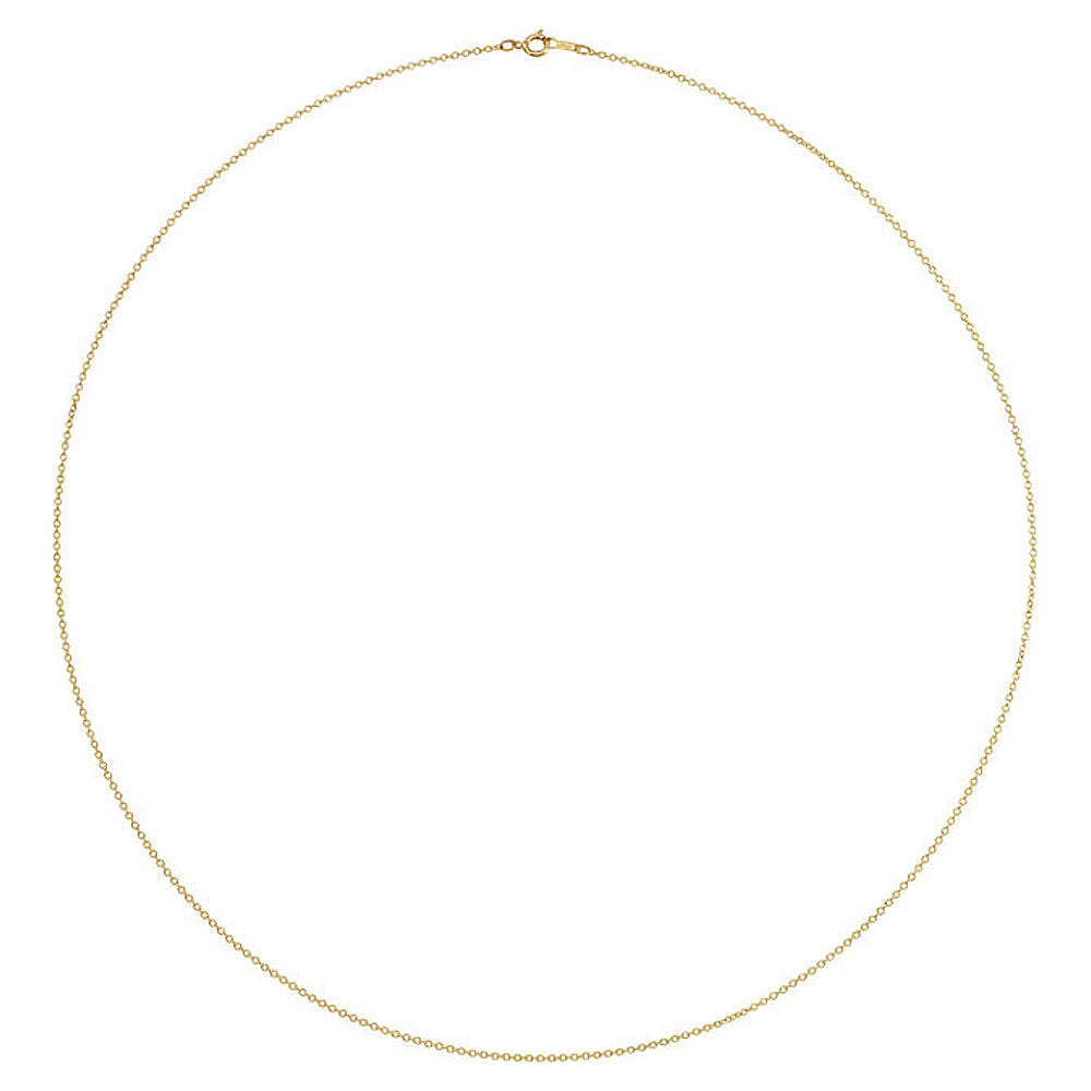 Alternate view of the Youth 1mm 14k Yellow Gold Solid Cable Chain Necklace, 15 Inch by The Black Bow Jewelry Co.