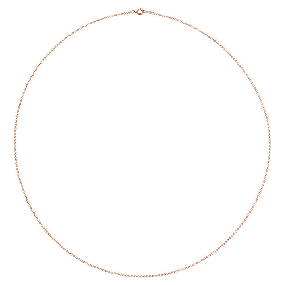 Alternate view of the Youth 1mm 14k Rose Gold Solid Cable Chain Necklace, 15 Inch by The Black Bow Jewelry Co.